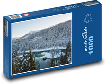 Jazero Cauma - zima, Švajčiarsko Puzzle 1000 dielikov - 60 x 46 cm 