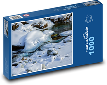 Zamarznięta rzeka - woda, śnieg Puzzle 1000 elementów - 60x46 cm