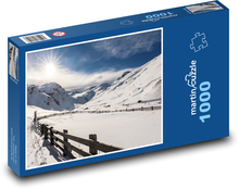 Hory - zimní krajina, sníh Puzzle 1000 dílků - 60 x 46 cm