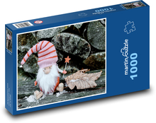 Vianočný trpaslík - zima, dekorácia Puzzle 1000 dielikov - 60 x 46 cm 