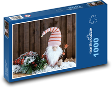 Świąteczny karzeł - dekoracja, zima Puzzle 1000 elementów - 60x46 cm