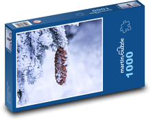 Pine cone - snow, tree Puzzle 1000 pieces - 60 x 46 cm 