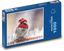 Vrabec - zima, sneh Puzzle 1000 dielikov - 60 x 46 cm 