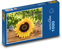 Květ slunečnice - srdce, zahrada Puzzle 1000 dílků - 60 x 46 cm