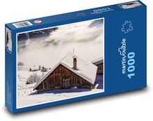 Dom na svahu - sneh, hmla Puzzle 1000 dielikov - 60 x 46 cm 