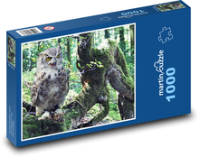 Sova v lese - dravý pták, příroda Puzzle 1000 dílků - 60 x 46 cm