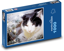 Vánoční strom - kočka, domácí mazlíček Puzzle 1000 - 60x46 cm