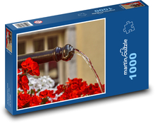 Fountain - water, geraniums Puzzle 1000 pieces - 60 x 46 cm 