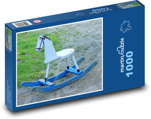 Houpací kůň - dřevěná hračka, zvíře Puzzle 1000 dílků - 60 x 46 cm