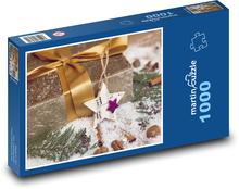 Vánoční hvězda - sníh, dárek Puzzle 1000 dílků - 60 x 46 cm