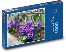 Lila Stiefmütterchen - Frühlingsblumen, Blumen Puzzle 1000 Teile - 60 x 46 cm
