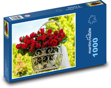 Kytice růží - červené růže, romantika Puzzle 1000 - 60x46 cm