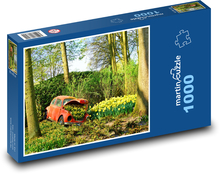 Car wreck, daffodils Puzzle 1000 pieces - 60 x 46 cm 