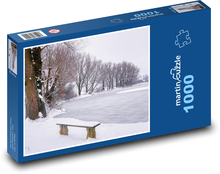 Winter landscape - frozen pond, winter Puzzle 1000 pieces - 60 x 46 cm 