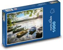 Jezero - západ slunce, lodě Puzzle 1000 dílků - 60 x 46 cm