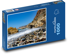 Oblázková pláž - moře, skály Puzzle 1000 dílků - 60 x 46 cm