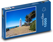 Maják - pobřeží, stromy Puzzle 1000 dílků - 60 x 46 cm