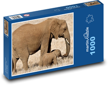 Africké savany slony - mláďa, Afrika Puzzle 1000 dielikov - 60 x 46 cm 