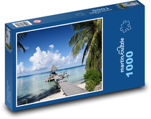 Atol Rangiroa - plaża, łódź Puzzle 1000 elementów - 60x46 cm