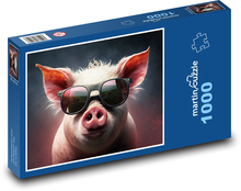 Prase - brýle, zvíře Puzzle 1000 dílků - 60 x 46 cm
