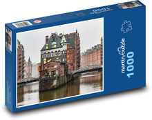 Speicherstadt - Hamburg, vodní zámek Puzzle 1000 dílků - 60 x 46 cm