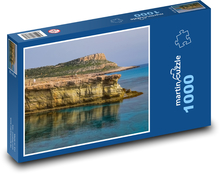 Cape Greco - Kypr, mořská vesnice Puzzle 1000 dílků - 60 x 46 cm
