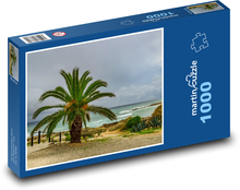 Palma na pobřeží - mraky, nebe Puzzle 1000 dílků - 60 x 46 cm