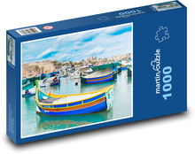 Rybářská vesnice - Malta, lodě  Puzzle 1000 dílků - 60 x 46 cm