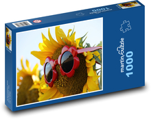 Slunečnice - květiny, sluneční brýle Puzzle 1000 dílků - 60 x 46 cm
