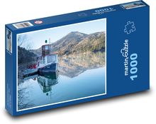Lake - boat, mountains Puzzle 1000 pieces - 60 x 46 cm