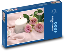 Kerzenlicht - Rose, Herz Puzzle 1000 Teile - 60 x 46 cm