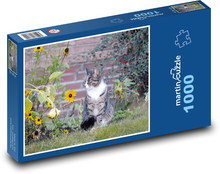 Kočka - domácí zvíře, zahrada  Puzzle 1000 dílků - 60 x 46 cm