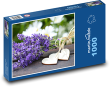 Levanduľa - kytica, srdce Puzzle 1000 dielikov - 60 x 46 cm