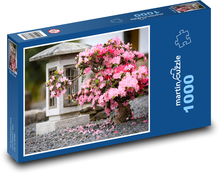 Azalea - lamp, Japanese garden Puzzle 1000 pieces - 60 x 46 cm 