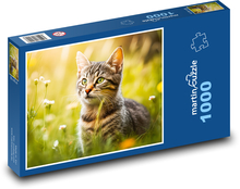 Kočka - kotě, tráva Puzzle 1000 dílků - 60 x 46 cm