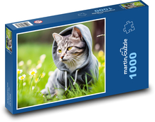 Kot w bluzie - kotek, szczenię Puzzle 1000 elementów - 60x46 cm