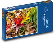 Listy - jeseň, tráva Puzzle 1000 dielikov - 60 x 46 cm 