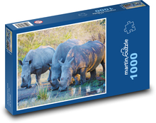 Nashorn - Nashörner, Tiere Puzzle 1000 Teile - 60 x 46 cm