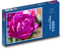 Lila Tulpen - Blumen, Frühling Puzzle 1000 Teile - 60 x 46 cm
