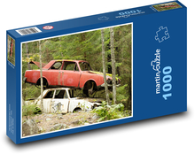 Vraky auta - opuštěné vozy, les  Puzzle 1000 dílků - 60 x 46 cm