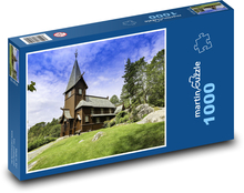 Kostel - krajina, nebe Puzzle 1000 - 60x46 cm