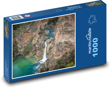 Řeka - vodopád, hora Puzzle 1000 dílků - 60 x 46 cm