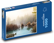 Les v mlze - příroda, jezero Puzzle 1000 dílků - 60 x 46 cm