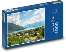 Jazero Wolfgang - Rakúsko, mesto Puzzle 1000 dielikov - 60 x 46 cm 