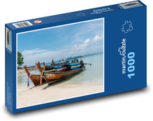 Thajsko - pláž, lodě Puzzle 1000 dílků - 60 x 46 cm