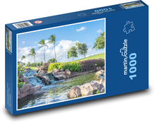 Hawaii - vodopád, Oahu Puzzle 1000 dílků - 60 x 46 cm
