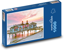 Houses on the sea - pier, sunset Puzzle 1000 pieces - 60 x 46 cm 