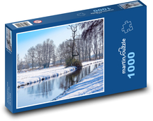 River in winter - snow, trees Puzzle 1000 pieces - 60 x 46 cm 