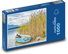 Jezero - loď, rákos Puzzle 1000 - 60x46 cm