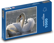 Labutě - vodní ptáci, rybník Puzzle 1000 dílků - 60 x 46 cm